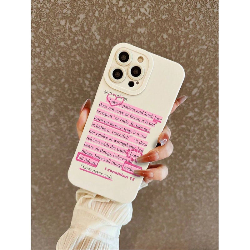 حافظة هاتف مع ظل تلميذ وردي وأبيض لهاتف iPhone 15 Plus - Image 1