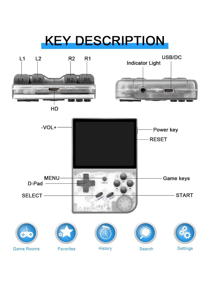 Anbernic RG35XX Handheld Game Console Retro Games Consoles with 3.5 Inch IPS Screen 64G TF Card 5474 Classic Games 2100mAh Battery Support Linux and Garlic Dual Stylem, HDMI and TV Output White - Image 5