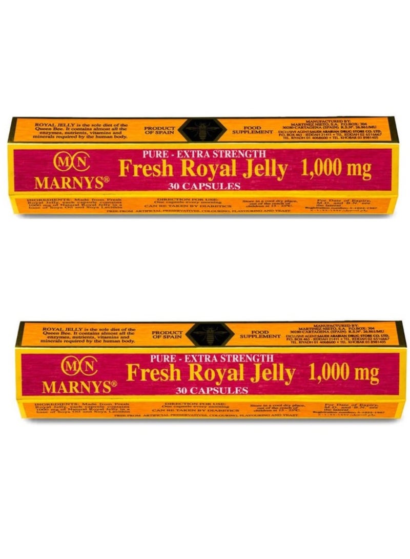 MARNYS Two Pieces Of Royal Jelly 1000 Mg Dietary Supplement - 30 Capsules (1+1) 