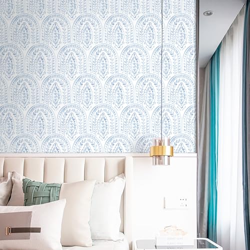 EeeComing Blue Peel and Stick Wallpaper Boho Wall Paper Peel and Stick Modern Contact Paper Self Adhesive Wallpaper for Bedroom and Bathroom Removable Cabinet Shelf Liner Vinyl 17.3”X118.1” - Image 5