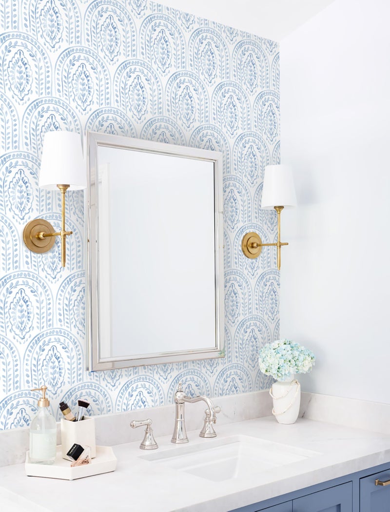 EeeComing Blue Peel and Stick Wallpaper Boho Wall Paper Peel and Stick Modern Contact Paper Self Adhesive Wallpaper for Bedroom and Bathroom Removable Cabinet Shelf Liner Vinyl 17.3”X118.1” - Image 4
