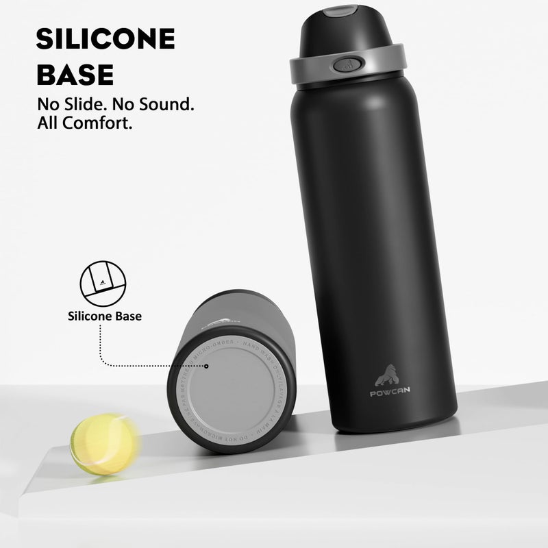 POWCAN 40 oz Insulated Water Bottle for Men: Push-Button Spout & Quick-Flip Straw, Leakproof, Cold for 24 Hrs, Stainless Steel Large Water Bottle for Sports, Camping, Trips, Outdoors (Midnight Black) - Image 5