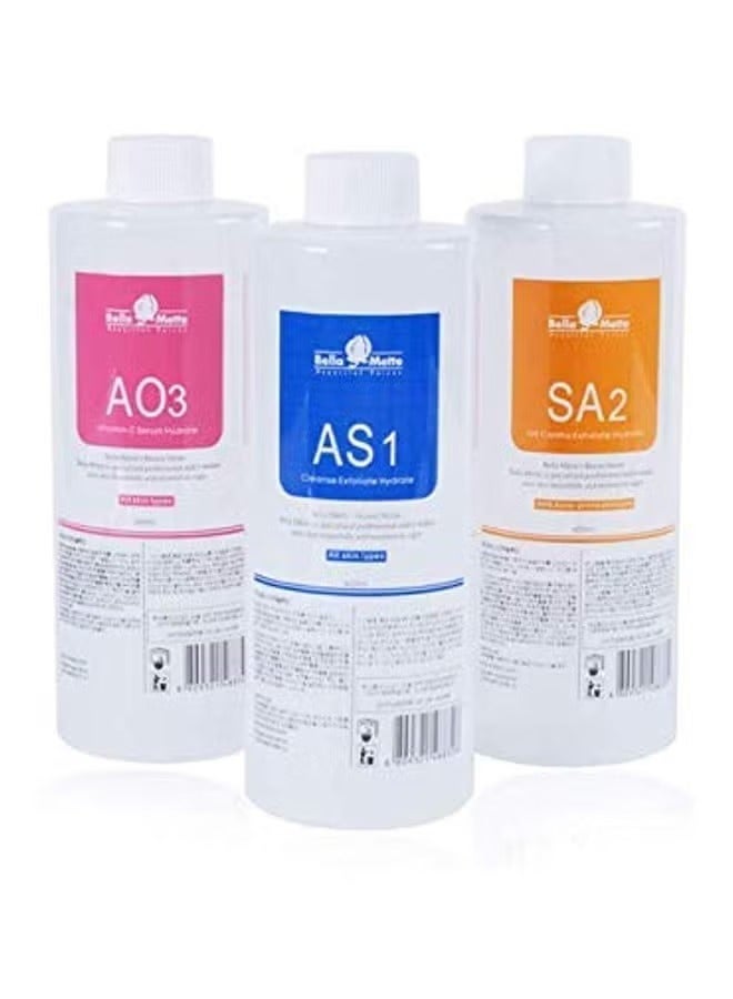 LaleBeauty AS1 SA2 AO3 Aqua Peeling Solution 400ml Per Bottle Hydra Dermabrasion Face Clean Facial Cleansing Blackhead Export Liquid 