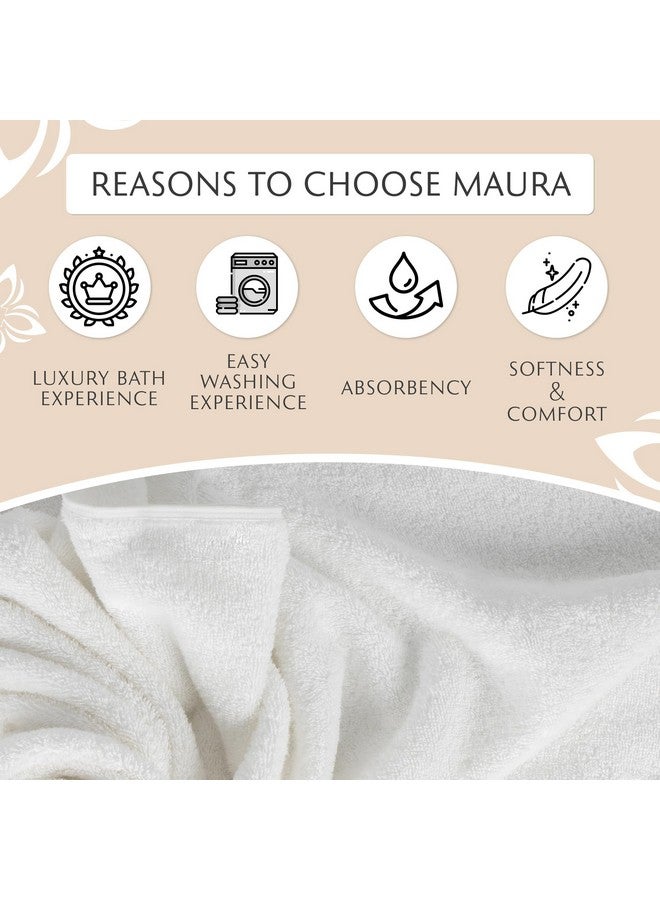 Maura MAURA White Extra Large Turkish Cotton Luxury Bath Towels Set of 4. Ultra-Soft, Thick & Plush Towels for Bathroom - Pure White  - Image 4