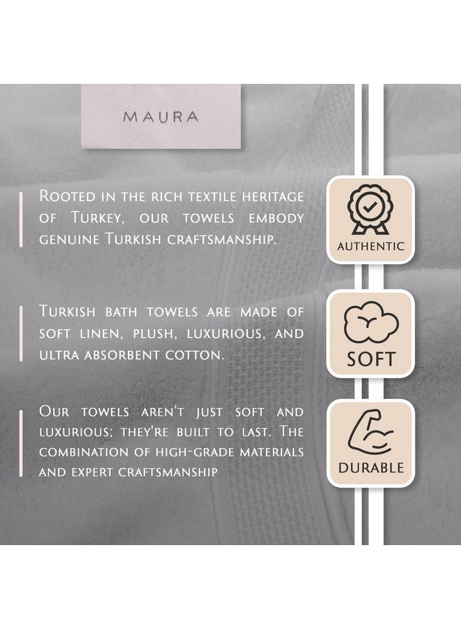 Maura MAURA White Extra Large Turkish Cotton Luxury Bath Towels Set of 4. Ultra-Soft, Thick & Plush Towels for Bathroom - Pure White  - Image 2