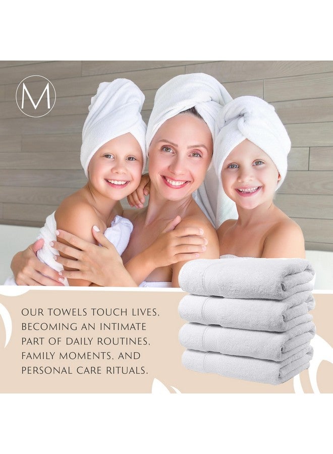Maura MAURA White Extra Large Turkish Cotton Luxury Bath Towels Set of 4. Ultra-Soft, Thick & Plush Towels for Bathroom - Pure White  - Image 5