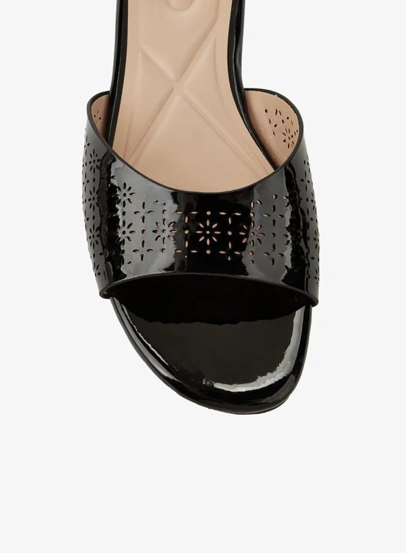 Celeste BLACK Women Laser Cut Flat Sandals for Women | Best Price UAE