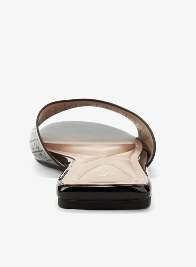 Celeste BLACK Women Laser Cut Flat Sandals for Women | Best Price UAE