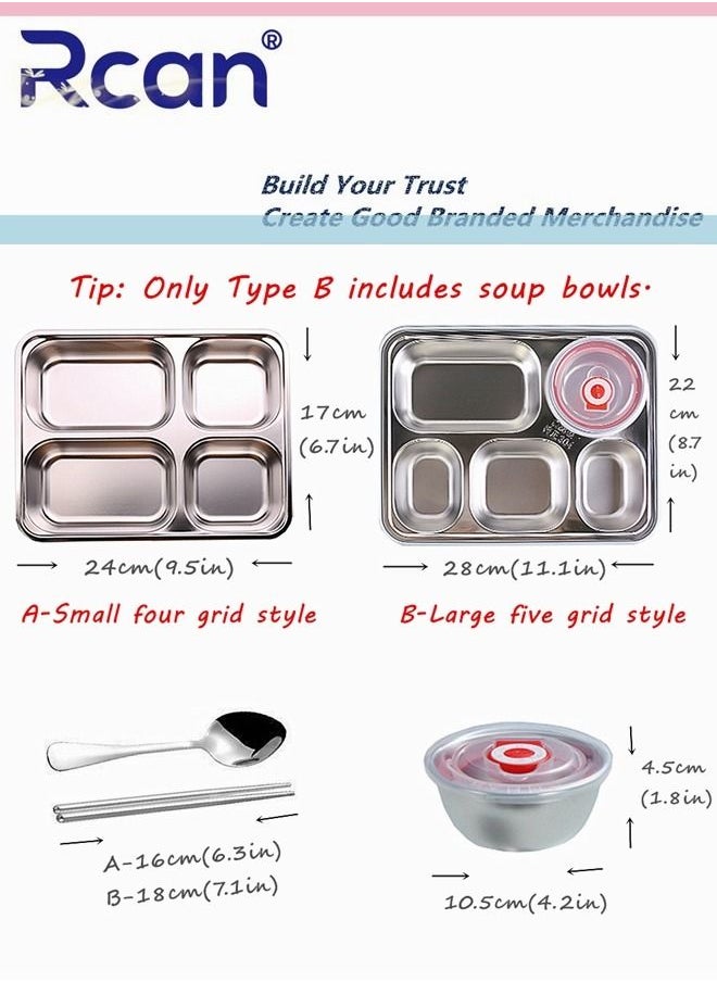 Rcan Pink Four Five Grids Square Outdoor Stainless Steel Bento Box Set With Cutlery Fashion Durable Plastic Sealed Insulated Leakproof Lunch Box For Kids Adults  - Image 5