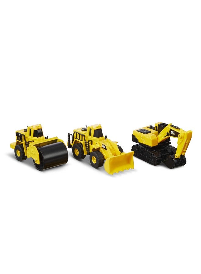 CAT Construction Toys, Die Cast Metal 3 Pack Vehicles - Steam Roller/Excavator/Front Loader for Ages 3+ - Image 1
