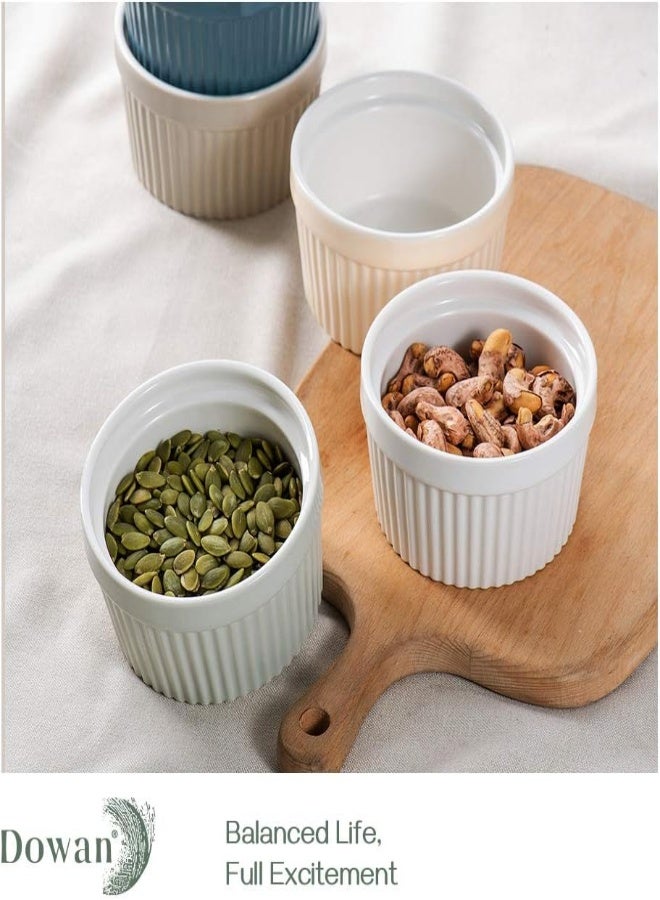 AKDC Dowan Ramekins Set Of 6, 235 Ml Creme Brulee Ramekin For Pudding And Ice Cream, Porcelain Sauce Ramekins, Baking Souffin Bowls, Microwave And Oven Safe, 10 X 5.3 Cm - Image 3