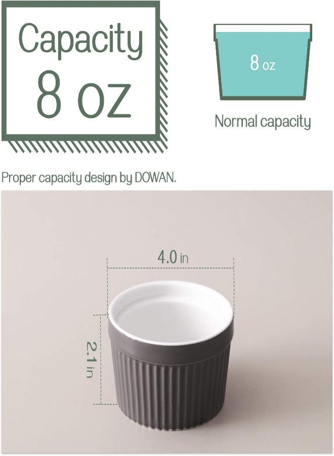 AKDC Dowan Ramekins Set Of 6, 235 Ml Creme Brulee Ramekin For Pudding And Ice Cream, Porcelain Sauce Ramekins, Baking Souffin Bowls, Microwave And Oven Safe, 10 X 5.3 Cm - Image 5