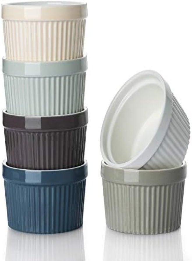 AKDC Dowan Ramekins Set Of 6, 235 Ml Creme Brulee Ramekin For Pudding And Ice Cream, Porcelain Sauce Ramekins, Baking Souffin Bowls, Microwave And Oven Safe, 10 X 5.3 Cm - Image 4