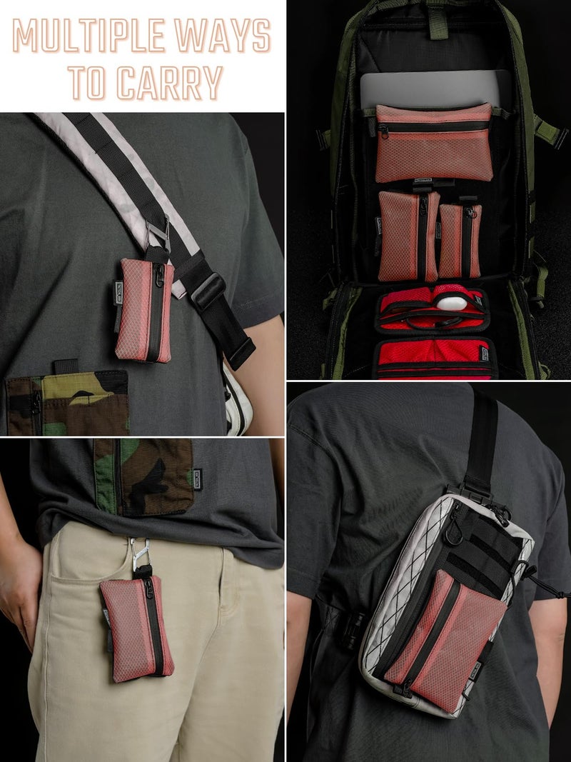 TACTICAL_GEEK TACTICAL GEEK Storage A5 EDC Storage Pouch Set, Molle EDC Gadget Pouch, Multi-Functional Utility Small Tool Pocket for Daily Carry (Red) - Image 5