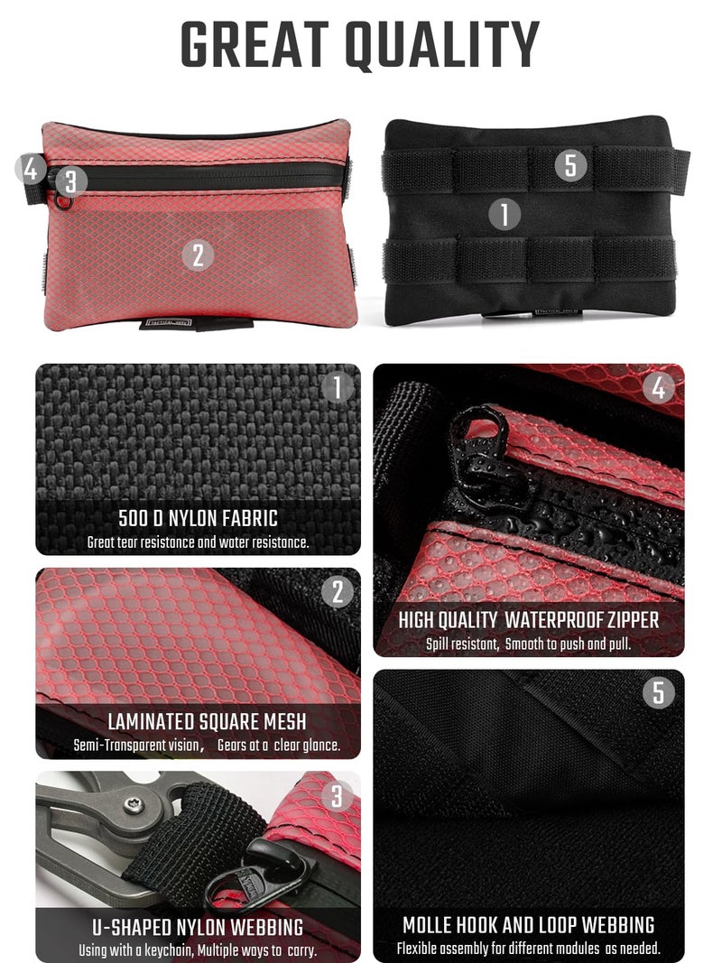 TACTICAL_GEEK TACTICAL GEEK Storage A5 EDC Storage Pouch Set, Molle EDC Gadget Pouch, Multi-Functional Utility Small Tool Pocket for Daily Carry (Red) - Image 3