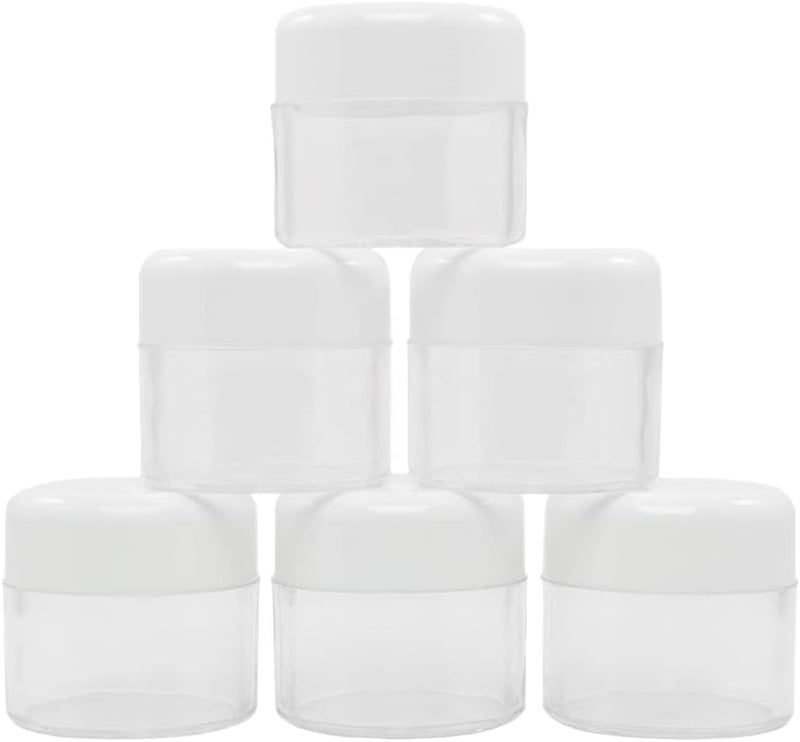 Flents Travel Cosmetic Jars for Personal Items, Clear Base for Labeling, TSA Approved, Durable and Refillable, 6 Pack, 1.25 oz, White