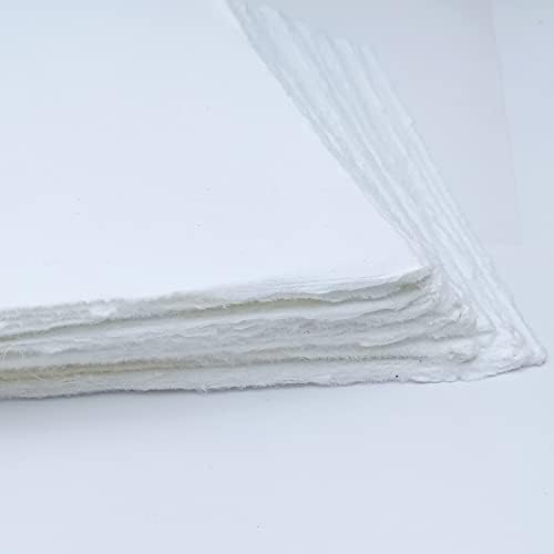 Etailor E-Tailor Handmade Cotton Paper Deckle Edge Loose Leaf Sheets 130 GSM Ivory White (4x6) Ivory (Pack of 100 Sheets) - Image 4