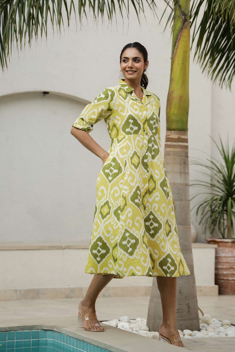Label Flavia فستان ماكسي أصفر مزخرف للنساء - Image 1