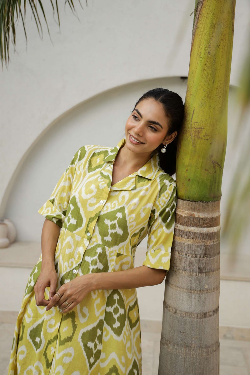 Label Flavia فستان ماكسي أصفر مزخرف للنساء - Image 4