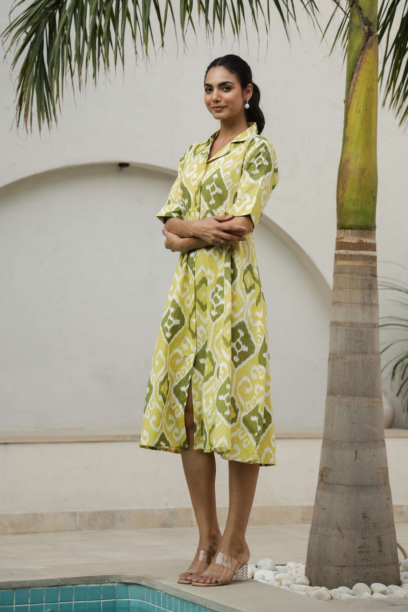 Label Flavia فستان ماكسي أصفر مزخرف للنساء - Image 3