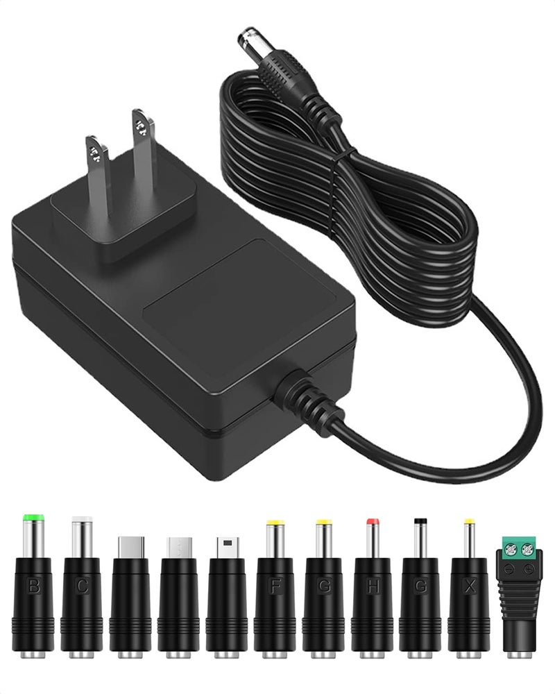 LitStar 5V 2A AC Adapter Power Supply Charger [5 Volts 2 Amps Regulated Switching Power] with 11 Interchangeable DC Plug for 300mA 400mA 500mA 600mA 700mA 800mA 900mA 1000mA 1500mA 2000mA Equipment - Image 1
