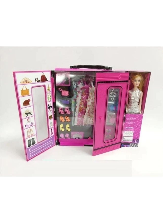 TOY GARDEN Wardrobe Doll Set – Fashion Doll with Closet, Clothes & Accessories | Dress-Up Toy for Girls with Storage Cabinet - Image 1