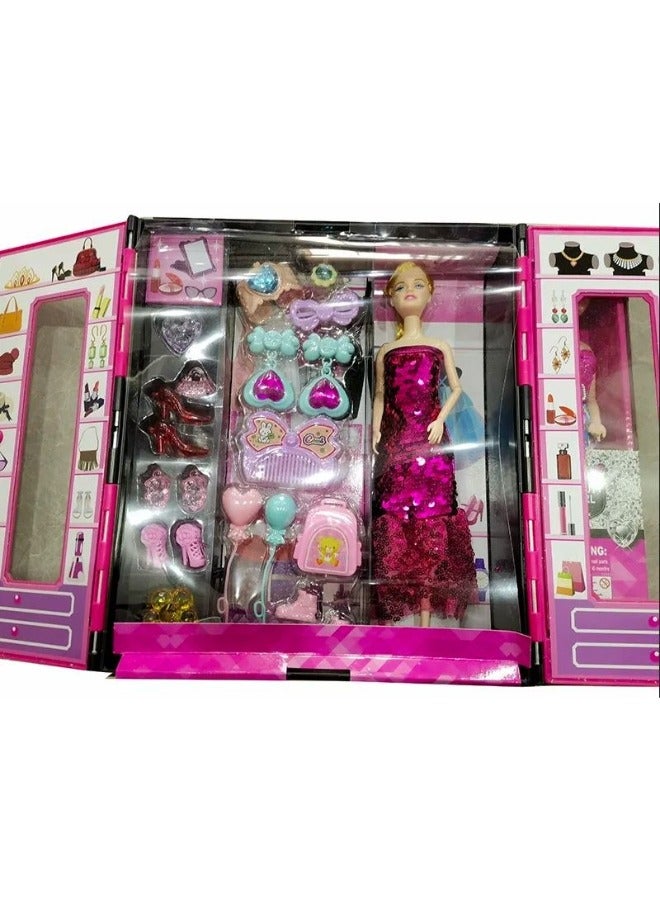 TOY GARDEN Wardrobe Doll Set – Fashion Doll with Closet, Clothes & Accessories | Dress-Up Toy for Girls with Storage Cabinet - Image 2