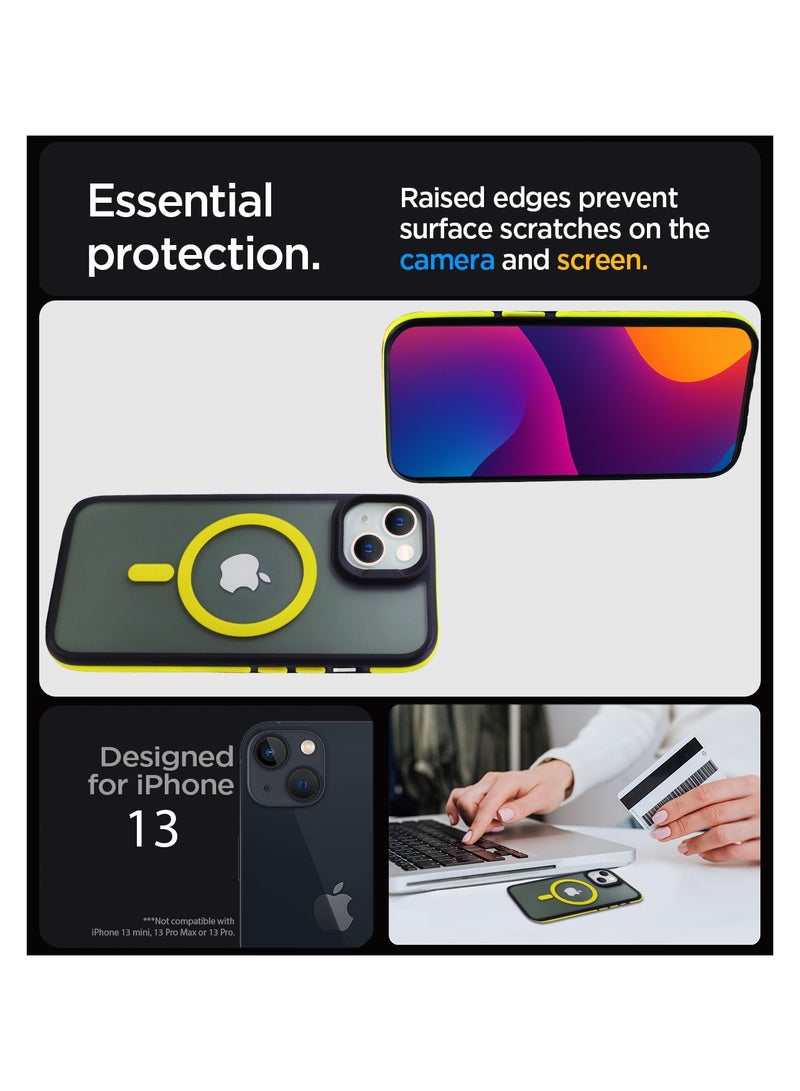زاديوس - جراب هاتف متوافق مع ايفون 13 - مقاوم للصدمات باللون الأسود غير اللامع مع لمسات صفراء متوافق مع الشواحن اللاسلكية - Image 4