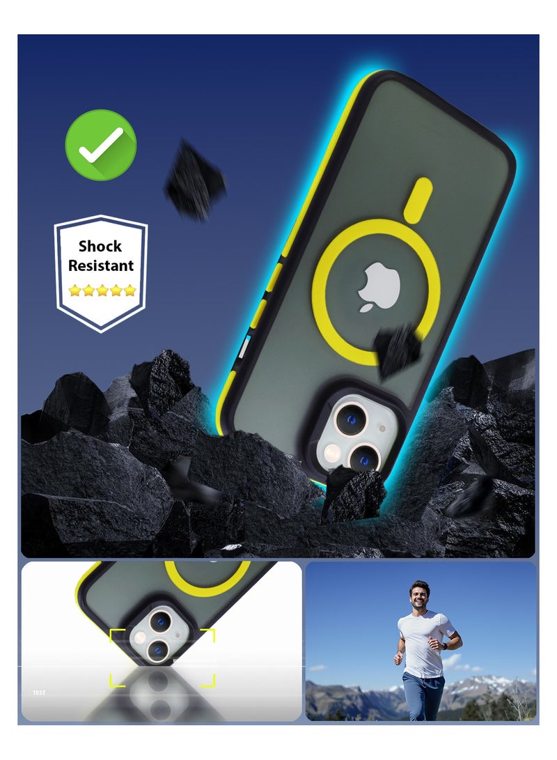 زاديوس - جراب هاتف متوافق مع ايفون 13 - مقاوم للصدمات باللون الأسود غير اللامع مع لمسات صفراء متوافق مع الشواحن اللاسلكية - Image 5