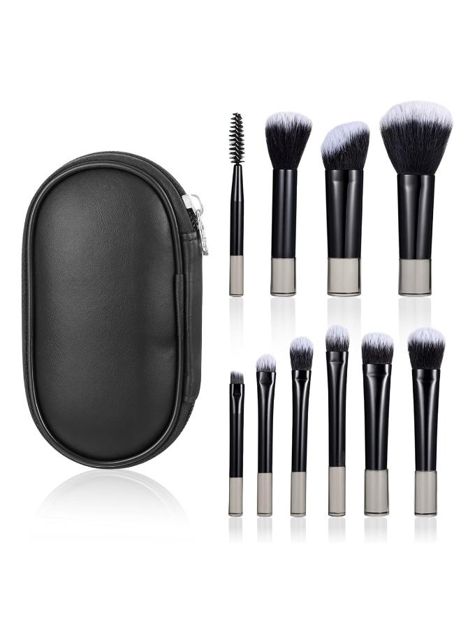 ماي كرييت مجموعة فرش مكياج MAYCREATE® مكونة من 10 قطع، مجموعات فرش سفر احترافية في المكياج، محمولة أثناء التنقل، فرش مكياج للوجه والعين مع حقيبة، وألياف صناعية وسهلة المزج للكريم والسائل والبودرة - Image 1