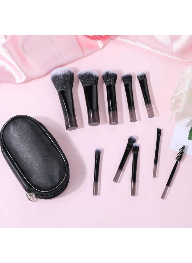 ماي كرييت مجموعة فرش مكياج MAYCREATE® مكونة من 10 قطع، مجموعات فرش سفر احترافية في المكياج، محمولة أثناء التنقل، فرش مكياج للوجه والعين مع حقيبة، وألياف صناعية وسهلة المزج للكريم والسائل والبودرة - Image 3