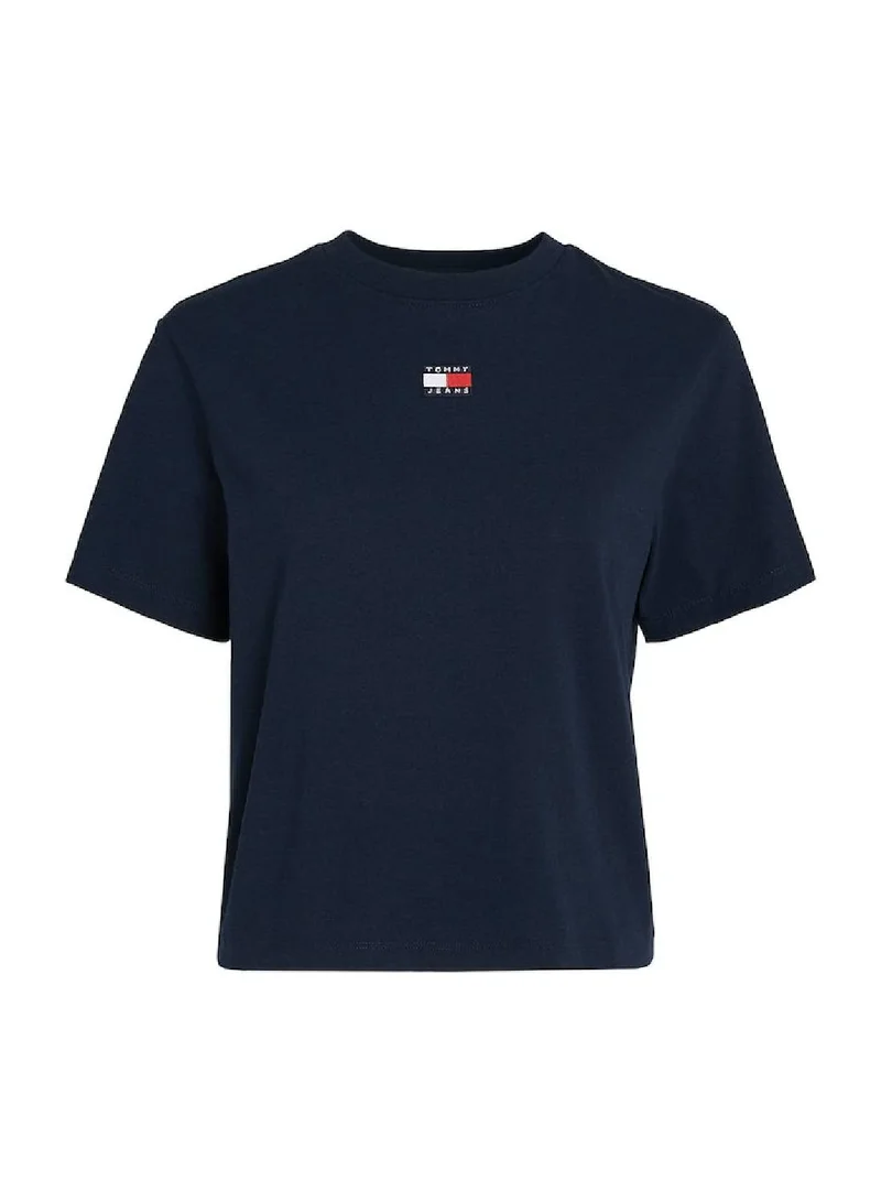 TOMMY JEANS Women's Tommy Badge Classic Fit Boxy T-Shirt -  Recycled cotton blend, Navy