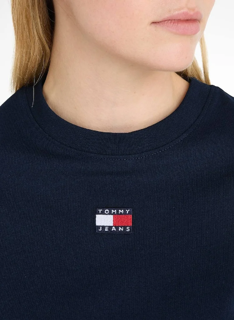 TOMMY JEANS Women's Tommy Badge Classic Fit Boxy T-Shirt -  Recycled cotton blend, Navy