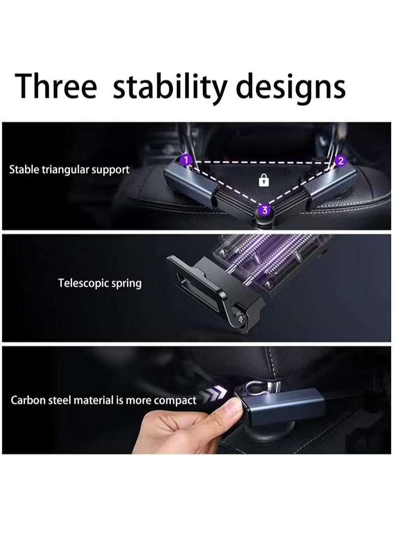 شو وو حامل iPad اللوحي لمسند الرأس في السيارة، حامل عالمي للآيباد في المقعد الخلفي قابل للتمديد للهاتف الذكي والكمبيوتر اللوحي مع 4.7-12.9 بوصة، حامل الكمبيوتر اللوحي بمسند رأس السيارة - Image 2