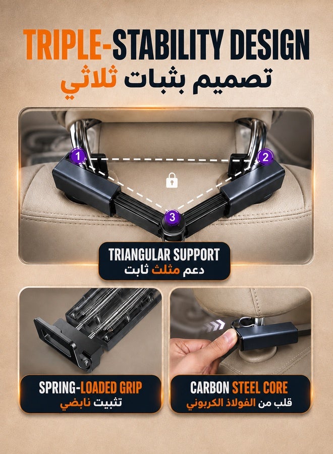 شو وو حامل iPad اللوحي لمسند الرأس في السيارة، حامل عالمي للآيباد في المقعد الخلفي قابل للتمديد للهاتف الذكي والكمبيوتر اللوحي مع 4.7-12.9 بوصة، حامل الكمبيوتر اللوحي بمسند رأس السيارة - Image 2