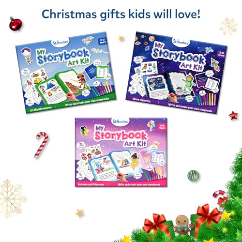 Skillmatics طقم فنون كتاب القصص من سكيلماتكس - أنشئ قصص مغامرات، طقم حرفي وكتابي مع أكثر من 300 ملصق، نشاط تزيين دفاتر اليومية، هدايا عيد الميلاد للأطفال من أعمار 5، 6، 7، 8، 9، 10 - Image 3