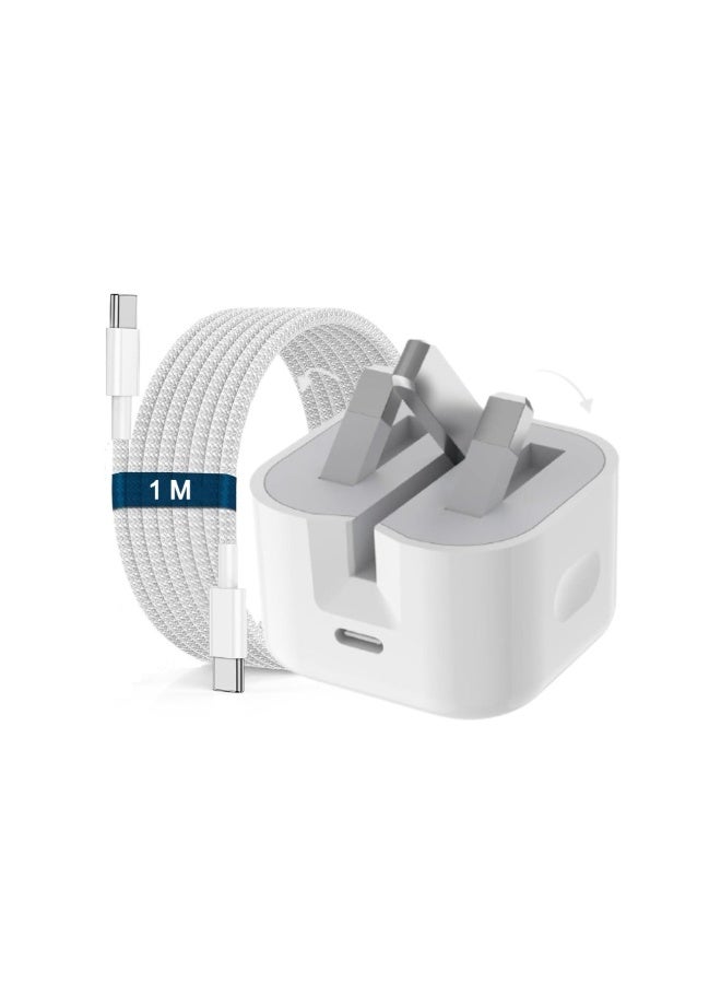 TYP-C Power Adapter With iphone Lightning Cable 20W White - Image 2