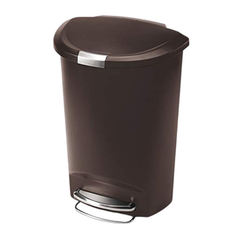 simplehuman 50 Liter 13 Gallon SemiRound Kitchen Step Trash Can with Secure Slide Lock Mocha Plastic