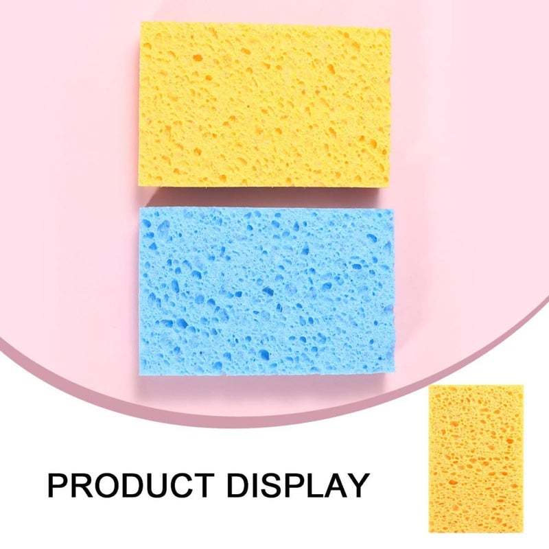 6Pcs Orange Blue Composite Wood Pulp Kitchen Sponge Set Scrubbing Dishwashing Pads - Image 5