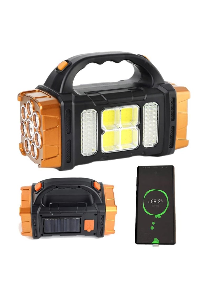 Rechargeable Flashlight Camping Lantern with Solar Charger, Multi-Light Handheld Flashlight for Outdoor Hiking or Indoor Power Outage (S-Gold) - Image 1
