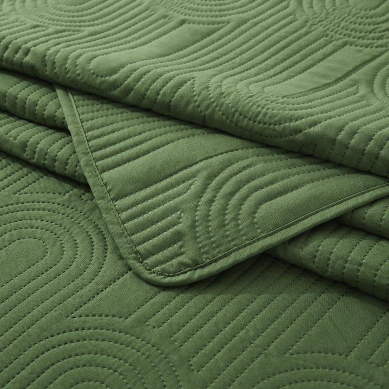 Lavsiry Olive Quilt Queen Size with Pillow Shams  Summer Lightweight Full Size Arch Pattern Bedspreads  Soft Microfiber Coverlet Thin Comforter Bedding Set for All Seasons - Image 5