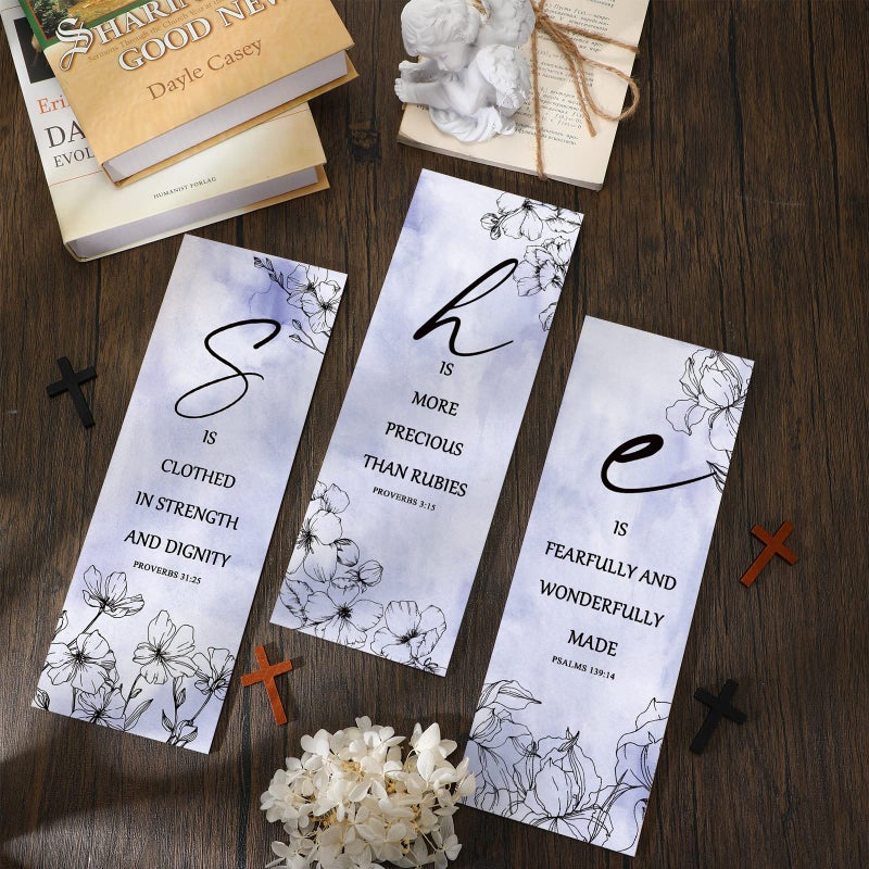 Qunclay 3 Pcs Pink Flower Inspirational Wall Decor Art Gift Wooden Motivational Hanging Christian Quotes Floral Decor for Women Girl Living Room Gift (11.81 x 3.94 x 0.2 Inch Pink) - Image 3