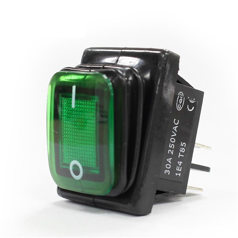 50Pcs Kcd4 Heavy Duty On Off Sliver Contact Point Copper Pin Green Red 220V 30A Rocker Switch(White-Single,36v) - Image 3