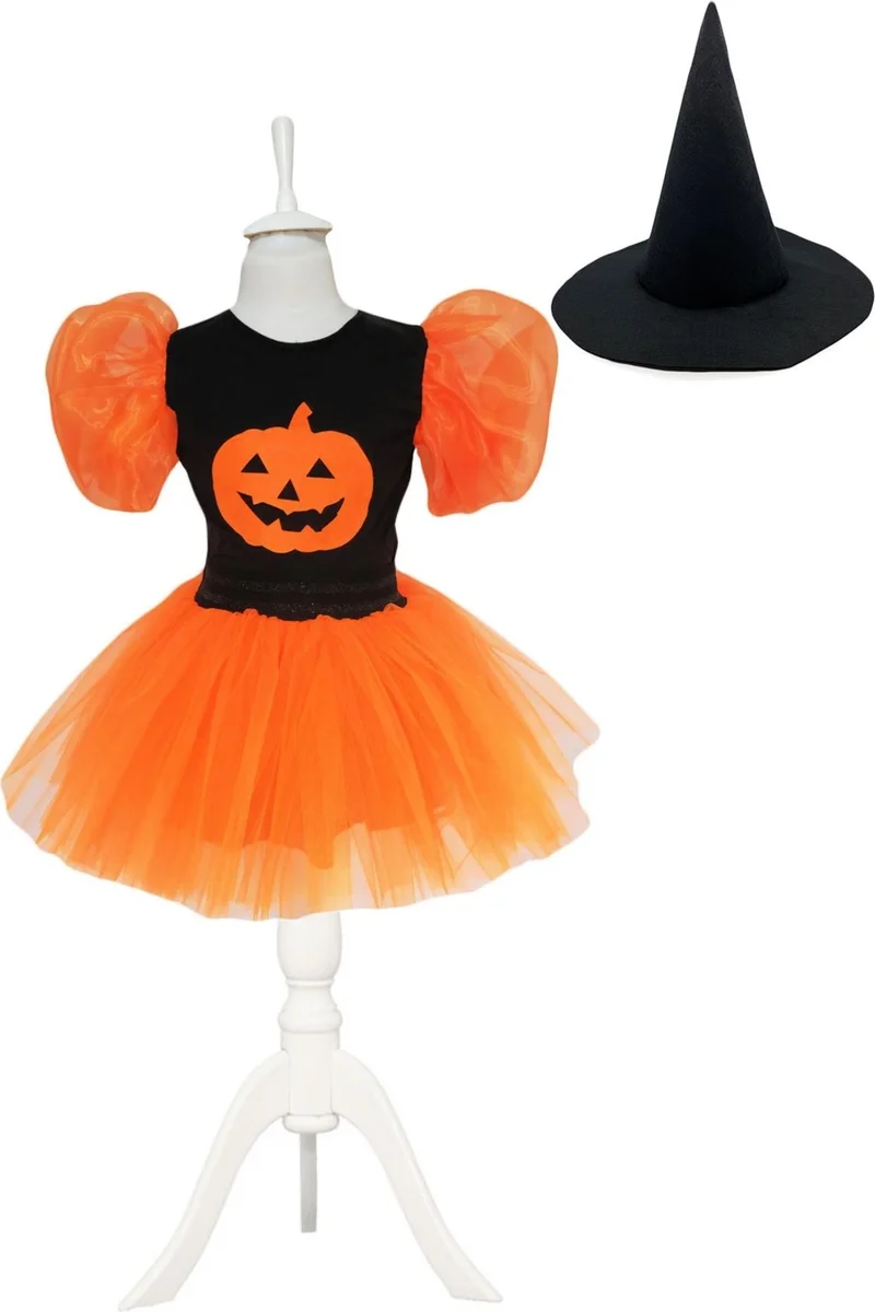 Masho Trend Pumpkin Balloon Sleeve Witch Costume + Witch Hat - Badi Skirt Costume - Halloween Costume