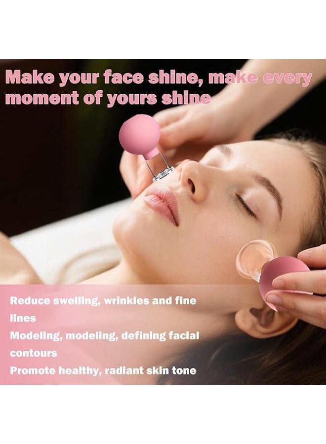 طقم حجامة احترافي من الزجاج الحقيقي (4 قطع) – كؤوس تدليك وتفريغ للوجه والجسم مع كرات شفط سيليكون – علاج موجه لـ شد البشرة وتقليل التجاعيد - Image 4