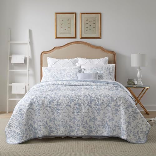 LAURA ASHLEY Laura Ashley Home  Amberley Collection  Quilt Set  100 Cotton Breathable  Lightweight Reversible Bedding PreWashed for Added Softness Queen Spa Blue  1 Count Pack of 1