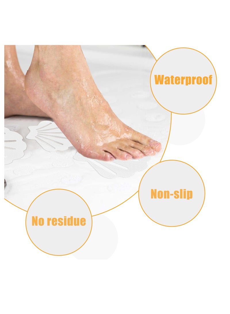 SOLARAE 12 Pcs Non Slip Bathtub Stickers, White Adhesive Decals Sea Shell Shape Shower Treads Stickers, Anti Slip Safety Shower Grip Stickers for Floor, Ladders, Bath Tub, Stairs, Bathroom - Image 4