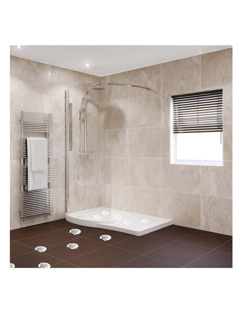 SOLARAE 12 Pcs Non Slip Bathtub Stickers, White Adhesive Decals Sea Shell Shape Shower Treads Stickers, Anti Slip Safety Shower Grip Stickers for Floor, Ladders, Bath Tub, Stairs, Bathroom - Image 2