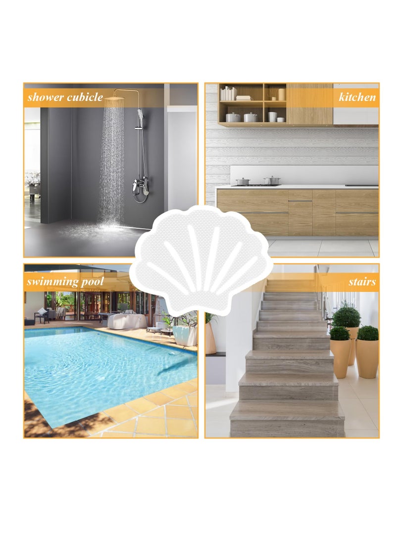 SOLARAE 12 Pcs Non Slip Bathtub Stickers, White Adhesive Decals Sea Shell Shape Shower Treads Stickers, Anti Slip Safety Shower Grip Stickers for Floor, Ladders, Bath Tub, Stairs, Bathroom - Image 5