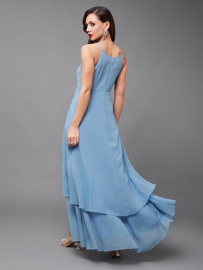 Miss Chase Women's Halter Neck Sleeveless Embroidered Layered Georgette Maxi Dress (MCAW21D06-16-167-04, Powder Blue, M) - Image 4